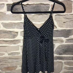 Women’s Envy White Polka Dot Black Tank size S